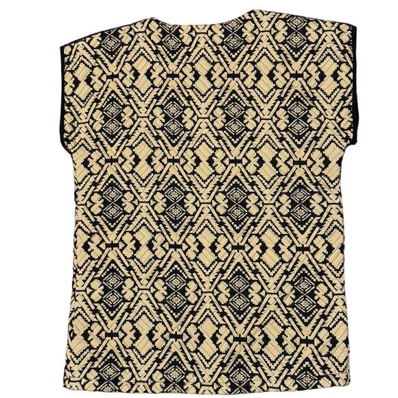 Anthropologie Simona Quilted Vest round neck navy & tan colorblock size medium - Picture 5 of 16